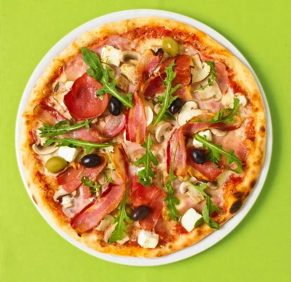 Pizza Overhead — Stockfoto