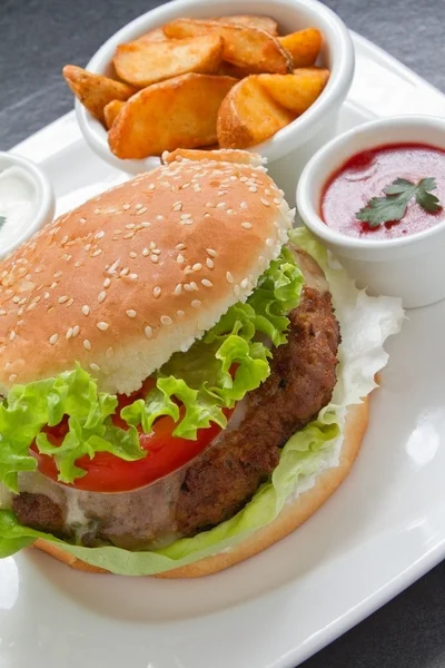 Cheeseburger senkrecht — Stockfoto