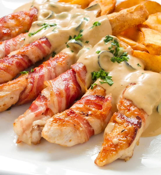 Rotoli di pollo Primo piano — Foto Stock