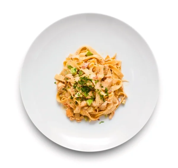 Tagliatelle Piatto Overhead — Foto Stock