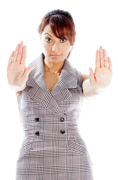 Aantrekkelijke Indiase vrouw geïsoleerd op witte achtergrond — Stockfoto