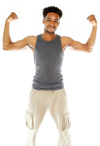 Atractivo hombre afroamericano posando en estudio — Foto de Stock