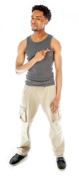 Attractive afro-american man posing in studio — Stock Photo, Image