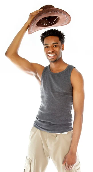 Atraente homem afro-americano posando em estúdio — Fotografia de Stock