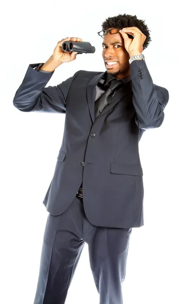 Atractivo hombre de negocios afroamericano posando en estudio —  Fotos de Stock