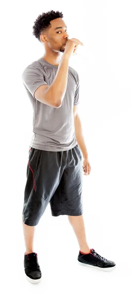 Attractive afro-american man posing in studio — Stock Photo, Image