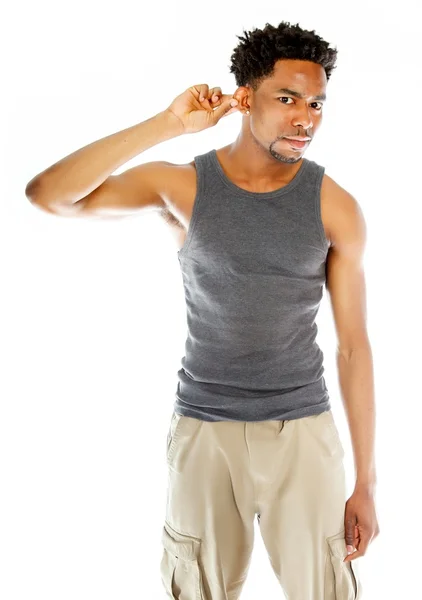 Atractivo hombre afroamericano posando en estudio —  Fotos de Stock