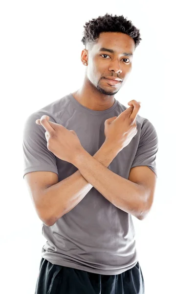 Atractivo hombre afroamericano posando en estudio —  Fotos de Stock