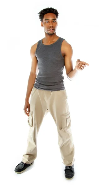 Atraente homem afro-americano posando em estúdio — Fotografia de Stock