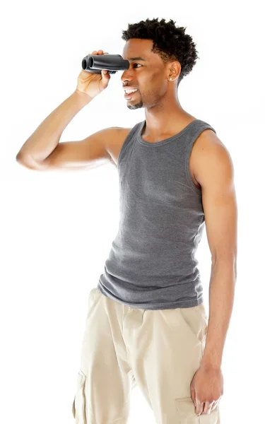 Atractivo hombre afroamericano posando en estudio —  Fotos de Stock