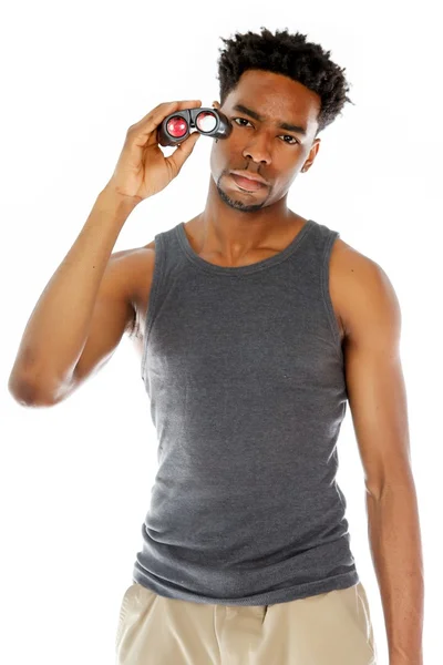 Attractive afro-american man posing in studio — Stock Photo, Image