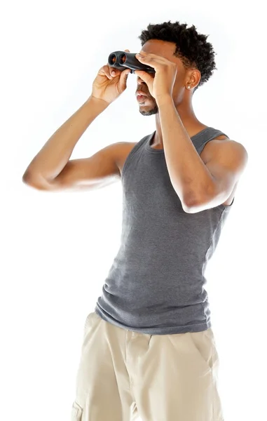 Atractivo hombre afroamericano posando en estudio — Foto de Stock