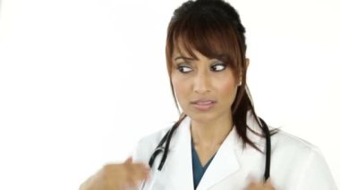 Hemşire bir şeyler dinliyor.