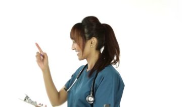 bir klasör ile hemşire