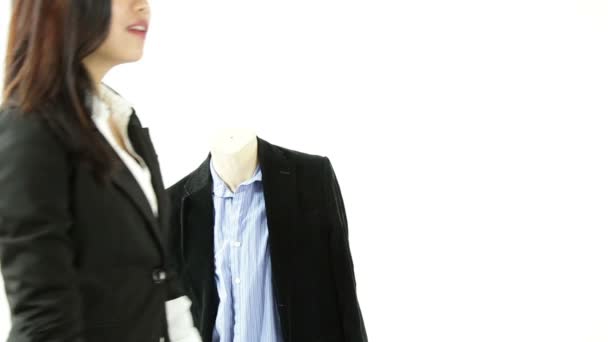 Businesswoman with a dummy — Stock Video