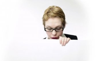 Beyaz doku ile iş kadını