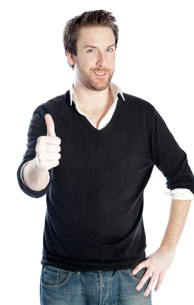 Attractive caucasian man posing in studio — Stock Photo, Image