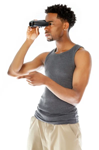 Attractive afro-american man posing in studio — Stock Photo, Image