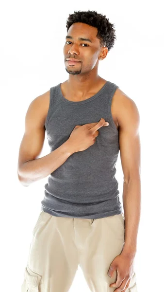 Attractive afro-american man posing in studio — Stock Photo, Image