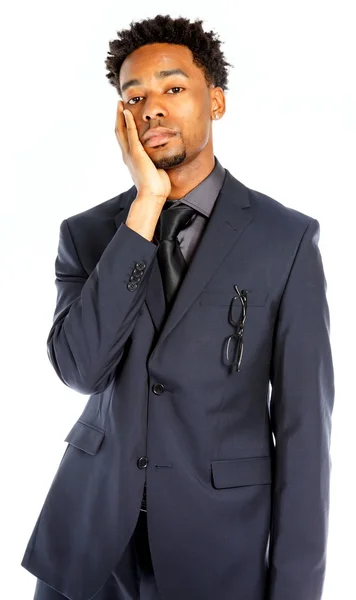 Attractive afro-american business man posing in studio — Stock Photo, Image