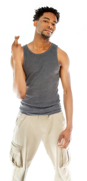 Atractivo hombre afroamericano posando en estudio — Foto de Stock