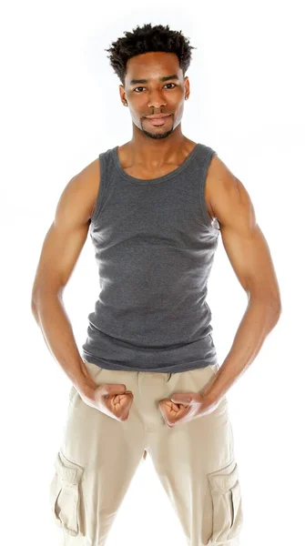 Attractive afro-american man posing in studio — Stock Photo, Image