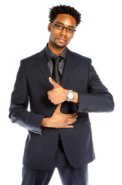 Atraente homem de negócios afro-americano posando em estúdio — Fotografia de Stock
