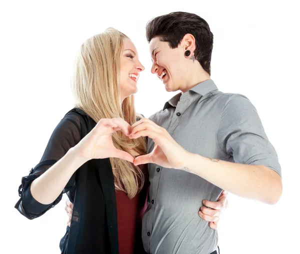 Same sex couple isolated on white background — Stock Photo, Image