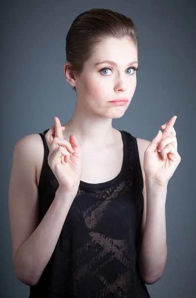 Attractive caucasian girl posing in studio — Stock Photo, Image