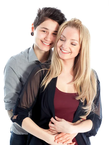 Same sex couple isolated on white background — Stock Photo, Image