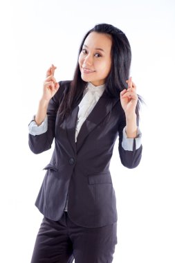 Beyaz arka plan üzerinde poz çekici Asyalı kız