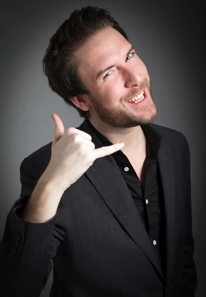 Attractive caucasian man posing in studio — Stock Photo, Image