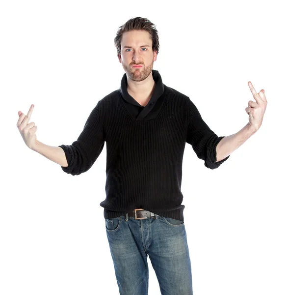 Attractive caucasian man posing in studio — Stock Photo, Image