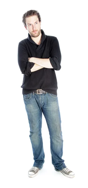 Attractive caucasian man posing in studio — Stock Photo, Image