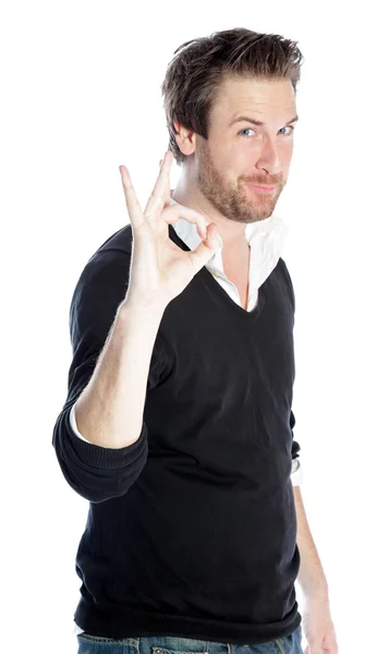 Attractive caucasian man posing in studio — Stock Photo, Image