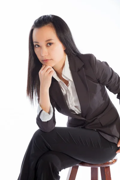 Attractive Asian girl posing on white background — Stock Photo, Image