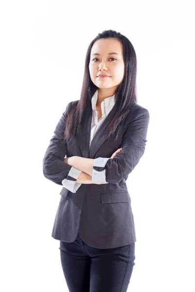 Atractiva chica asiática posando sobre fondo blanco —  Fotos de Stock