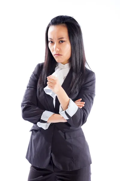 Atractiva chica asiática posando sobre fondo blanco — Foto de Stock