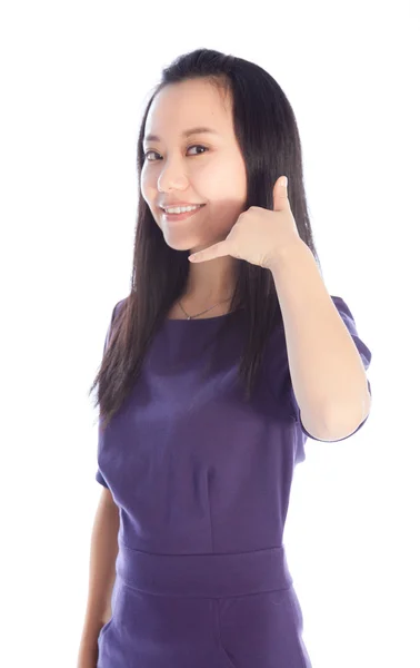 Attractive Asian girl posing on white background — Stock Photo, Image