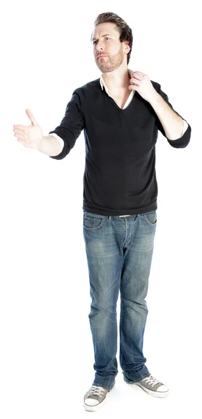Attractive caucasian manreaching out to say hello — Stock Photo, Image