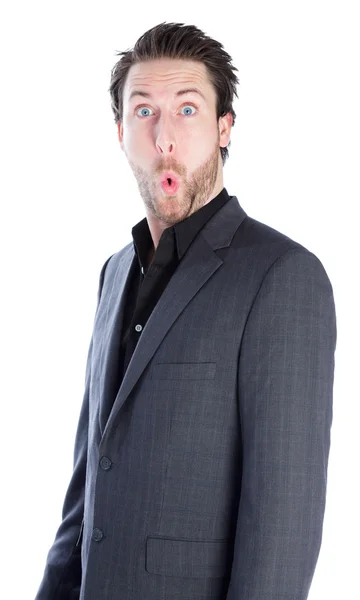 Attractive caucasian businessman with a surprised look — Stock Photo, Image