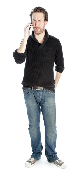 Attractive caucasian man talking on the phone — Stock Photo, Image