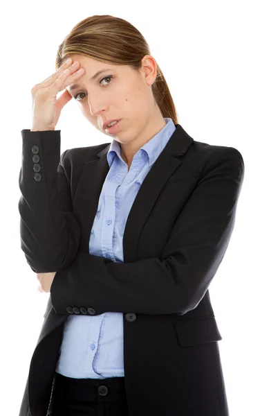 Attractive caucasian girl has strong headache — Stock Photo, Image