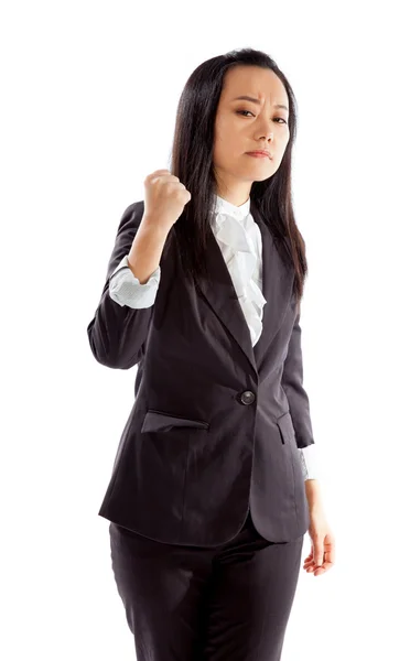 Attraktive asiatische Mädchen 30s isoliert auf weißem Hintergrund — Stockfoto