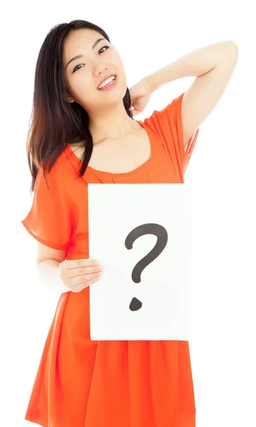 Girl with question mark — Stock Photo, Image