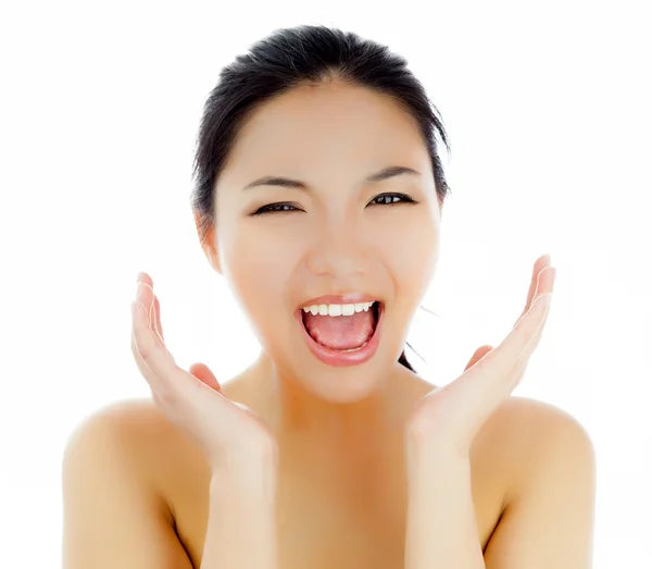 Attractive asian girl shout — Stock Photo, Image