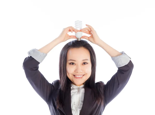 Atractivo asiático chica 30s aislado en blanco fondo — Foto de Stock