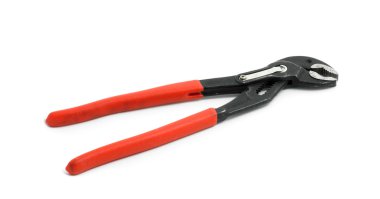 Beyaz bir arka plan üzerinde izole kırmızı İngiliz anahtarı