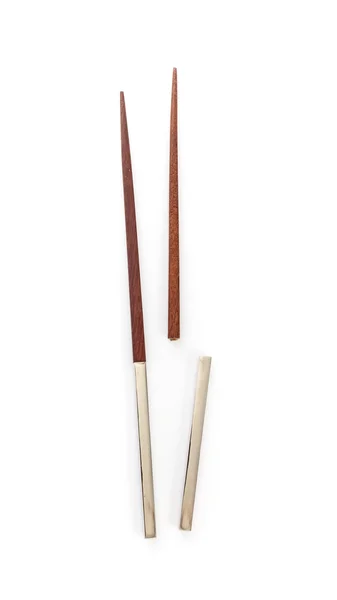 Top view of broken chopsticks isolated on a white background — Stock Photo, Image