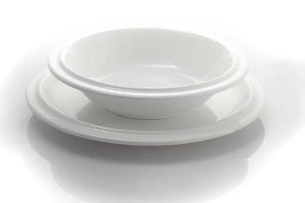 Two plates isolated on a white background — Stock Photo, Image